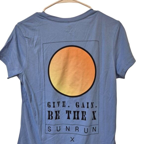 Nike Dri-Fit Women's Blue Polyester Crewneck Short Sleeve Give-Gain-Be the X Sun - Picture 3 of 9